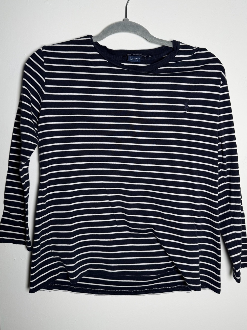 Ralph Lauren Navy & White Striped Long Sleeve Tee Shirt